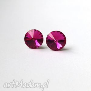 wkrętki swarovski 6mm srebro 925 fuchsia fuksjowe