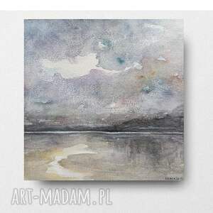 morze - akwarela formatu 20/20 cm kwadrat