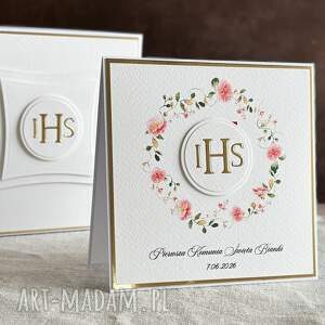 pamiątka pierwszej komunii w pudełku z kopertą, 103, pierwsza komunia, kartka