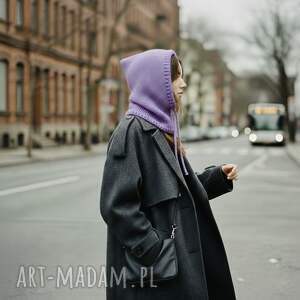 Balaclava oversize kominiarka kaptur zamiast czapki z merino piękny