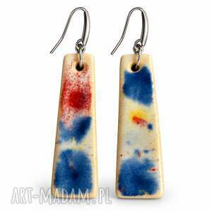 Ceramiczne kolczyki księżyce handmade - biżuteria artystyczna