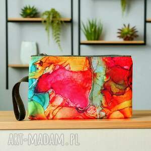 kosmetyczka płaska do torebki z rączką energetyczne kolory, podróż