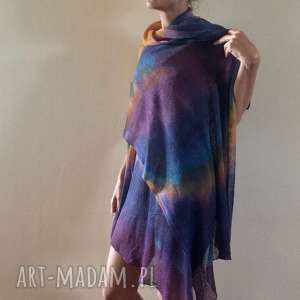 handmade szaliki barwny duży lniany szal