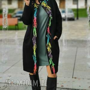 handmade płaszcze płaszcz outfit lana nero colorate capotte