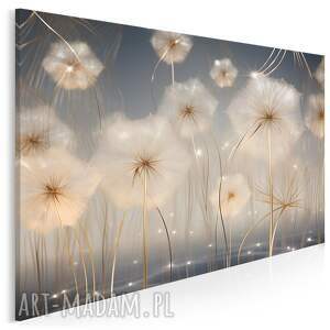 obraz do salonu - dmuchawce złote delikatne kwiaty lekkość i blask 70x50 cm