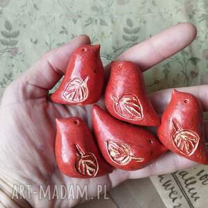 handmade ceramika czerwone ptaszki