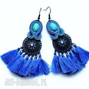 Chaber sutaszowe, boho, kolczyki chwosty