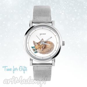 handmade upominki świąteczne zegarek, bransoletka - lisek - mały