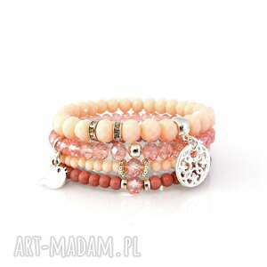 handmade zestaw bransoletek - pale pink