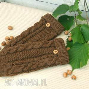 getry wełniane, brązowe, ocieplacze, mankiety do kozaków ciepłe dodatki na zimę