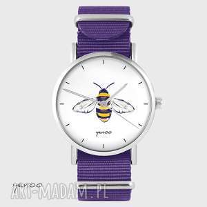 ręcznie zrobione zegarki zegarek - pszczoła - fioletowy, nato
