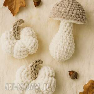 zestaw, ecru, dynie, dynia na szydełku