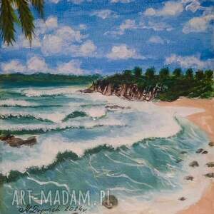 pejzaż akrylowy ręcznie malowany na płótnie szept przypływu - 30x24cm darmowa