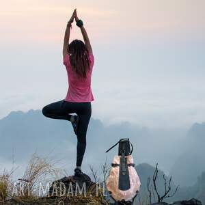 Różowy plecak „Bukłak” ze skóry i bawełny woskowanej Vintage