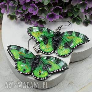 kolczyki motyle - zielone, święta