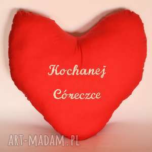 serce czerwone - kochanej córeczce, poduszka dedykcja bawełna, córka