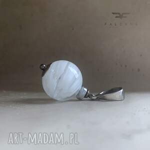 wisiorek white flowers millefiori, srebrna krawatka kwiatami