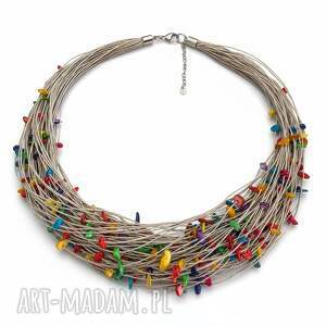 Z Z MASĄ PERŁOWĄ multikolor, naszyjnik z lnu