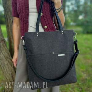 musslico torba shopper w kolorze gorzkiej czekolady - plecionka, torebka