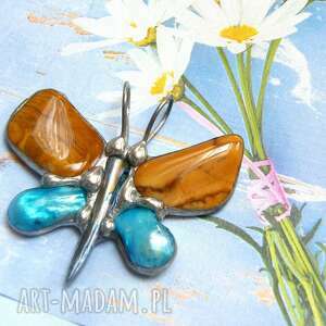 wisiorek ważka z jaspisem, motyl, perły, kamieni, kamienie naturalne