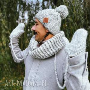 Męska czapka MERINO Euforia “Wybielony szary”