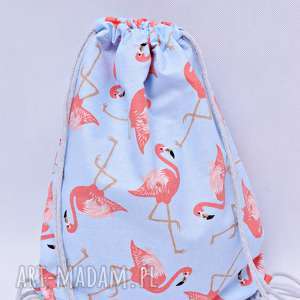 handmade worek plecak flamingi