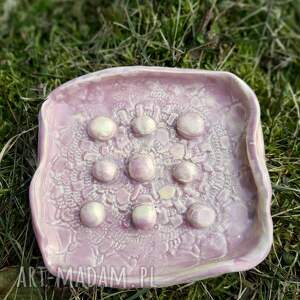 mydelniczka - różowa landryna ceramika mydło naturalne do łazienki, prezent