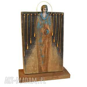 dekoracja z drewna abstrakcyjna postać figurka /2/, obraz na desce dekoracje