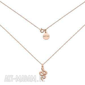 z gniecionym wężem z różowego złota, naszyjnik, srebro