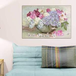 obraz na płótnie bukiet w misie 120x80, kwiaty - Dom obrazy