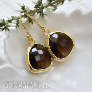 smoky quartz drops in gold