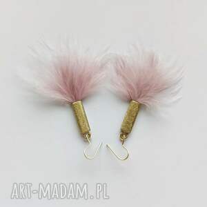 piórko kolczyki mosiądz, zmatowione