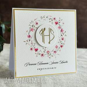 zaproszenia komunijne ręcznie robione, wzór 58c, pierwsza komunia