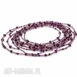 naszyjnik długi fioletowy - subtelna elegancja, naszyjnik kryształki, dlugie