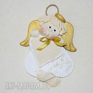 handmade pokoik dziecka dla jurka - anioł z dedykacją, na szczęcie, z masy solnej