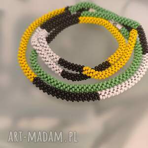Naszyjnik Zielony Wąż Długi Sznur Koralikowy