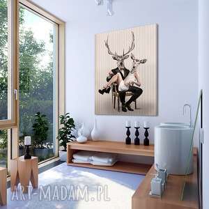 obraz na płótnie - 80x100cm deer love 02103 wysyłka w 24h, jelenie, ślub prezent