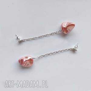 okrąg kolczyki, srebro, perła, zmatowione, prezent