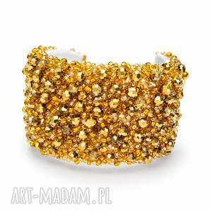 Szeroka złota bransoletka Crystal Glam2 z koralików