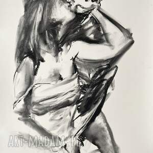 Kiss - obraz węglem para kochanków 100x70 cm
