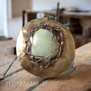 Okrągły Wisior z zielonym awenturynem, duże wisiory