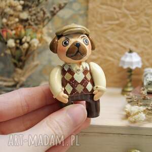 dziadek mops, figurka mopsa, kolekcjonerska, unikatowa ozdoba, prezent