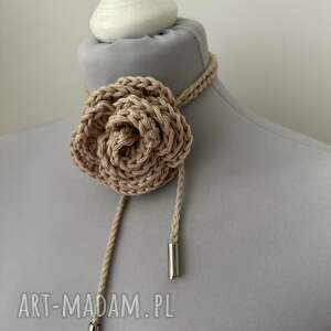 choker beżowy - naszyjnik handmade, ręcznie robiony kwiat