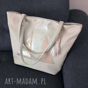 handmade na ramię emma tote bag (beige&rose gold)