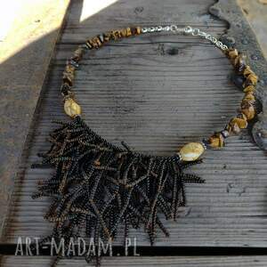 Naszyjnik Tygrysie Oko Patyczaki Etno Boho Kaskada Kolorowa 24.111