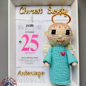 ramka metryczka chrzest/komunia dla chłopca, pamiątka chrztu aniołek