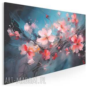 obraz na płótnie - różowe kwiaty abstrakcja dynamiczny 120x80 cm 111701