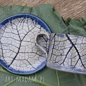 handmade ceramika kubek i talerzyk łopian