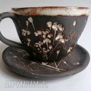 handmade ceramika komplet "biało na czarnym " 1