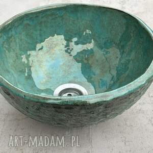 ceramika ręcznie robiona umywalka ze zdobieniem